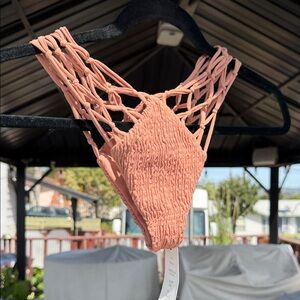 Indah Peach Macramé High-Cut Bikini Bottom